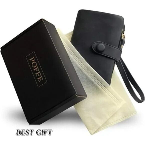 NEW Womens Small Bifold Leather Wallets Rfid Ladies Wristlet Black - Picture 6 of 7